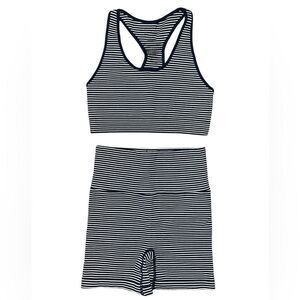 Free People Striped 2 Piece Sports Bra & Shorts Set